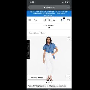 Women’s J.Crew White High Rise Skinny Jeans Size 26